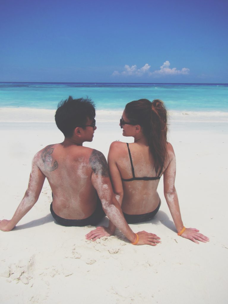 couple in love at the beach tachai thailand