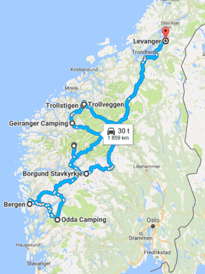 google maps route norway