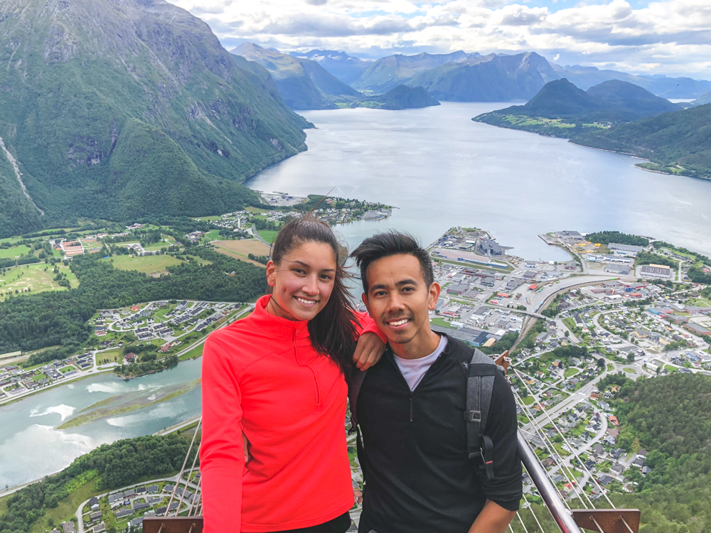 couple with amazing view over Åndalsnes