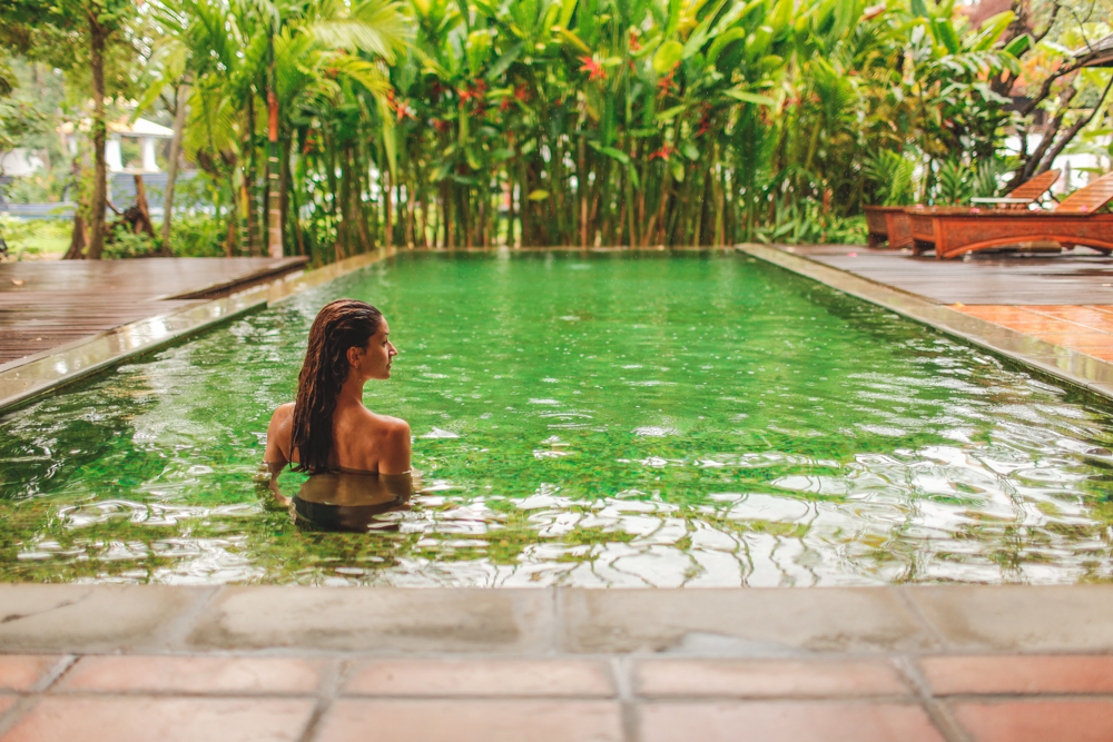 girl in a private pool in chiang mai